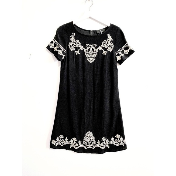 Lulus Tale to Tell Black Embroidered Shift Dress, size XS - Picture 1 of 8